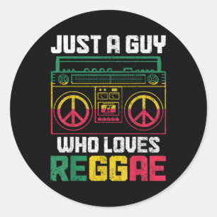 Just A Guy Who Loves Reggae Music Jamaica Vintage  Classic Round Sticker