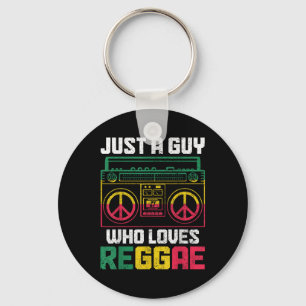 Just A Guy Who Loves Reggae Music Jamaica Vintage  Key Ring