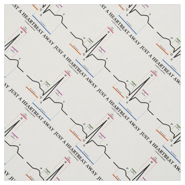 Just A Heartbeat Away Electrocardiogram EKG Humour Fabric (Swatch)