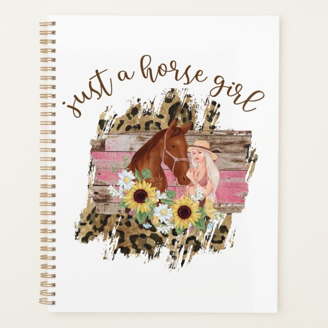 Just a horse girl beautiful floral girly design planner (Front)
