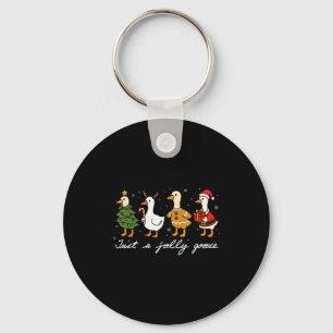 Just A Jolly Cute Goose Funny Merry Goosemas Chris Key Ring