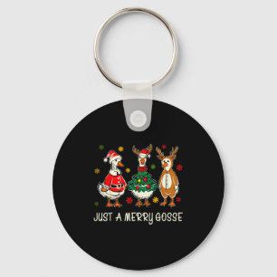 Just A Jolly Cute Goose Funny Merry Goosemas Chris Key Ring