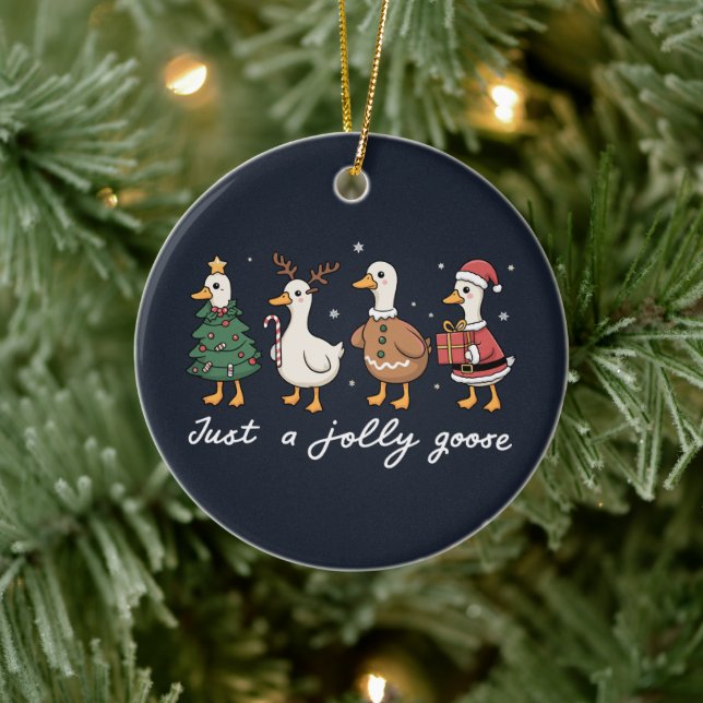 Just A Jolly Goose Christmas Duck Holiday Xmas  Ceramic Tree Decoration (Tree)