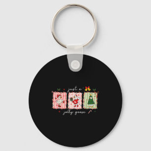 Just A Jolly Goose Christmas Silly Goose Funny Xma Key Ring