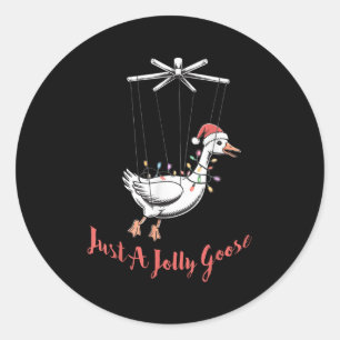 Just A Jolly Goose Holiday Lights Puppet Tee Xmas  Classic Round Sticker