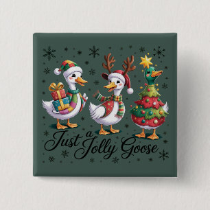Just A Jolly Goose Patchwork Christmas Duck Funny  15 Cm Square Badge