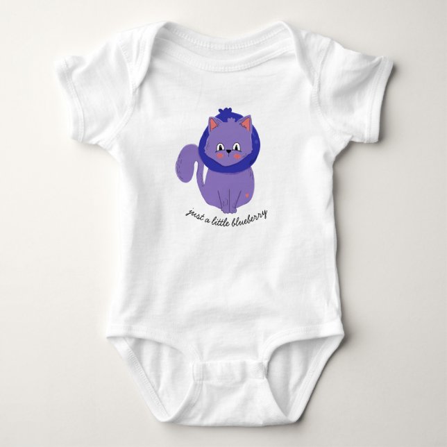"just a little blueberry" Cat Blueberry One-Piece Baby Bodysuit (Front)