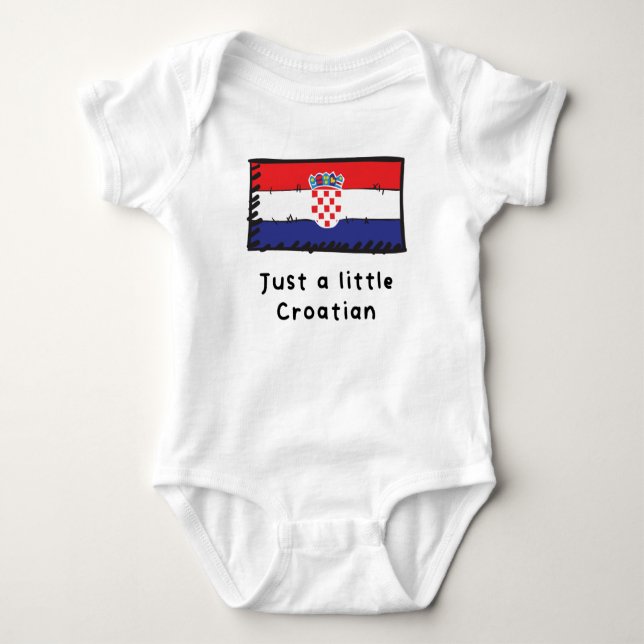 Just A Little Croatian Funny Cute Croatia Flag Baby Bodysuit (Front)
