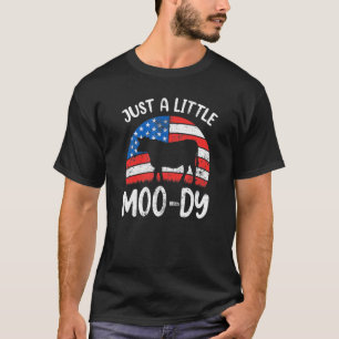Just A Little Moody American Cow Moo Patriotic Cal T-Shirt
