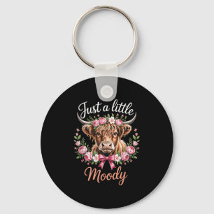 Just A Little Moody Highland Cow Graphic For Women Key Ring