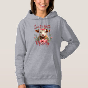 Just a Little Moody Vintage Highland Cow Floral Fu Hoodie
