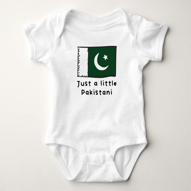 Just A Little Pakistani Funny Cute Pakistan Flag Baby Bodysuit (Front)