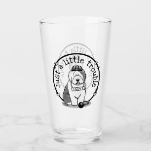 Just a Little Trouble Old English Sheepdog Grey 1 Glass