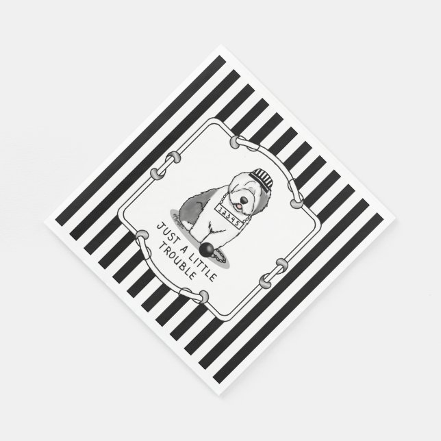 Just a Little Trouble Old English Sheepdog Grey 1 Napkin (Corner)