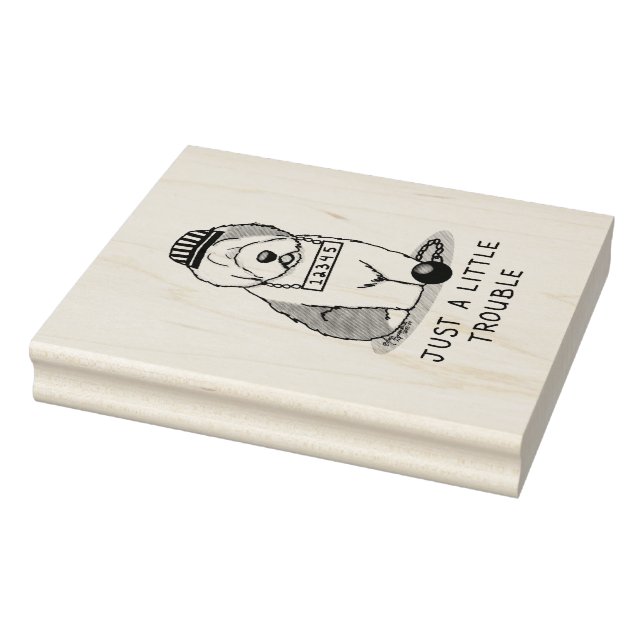 Just a Little Trouble Old English Sheepdog Grey 1 Rubber Stamp (Stamp)