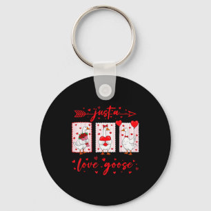 Just A Love Goose Funny Valentine Cute Goose For W Key Ring