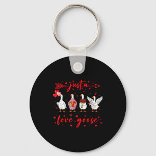 Just A Love Goose Funny Valentine Cute Goose For W Key Ring