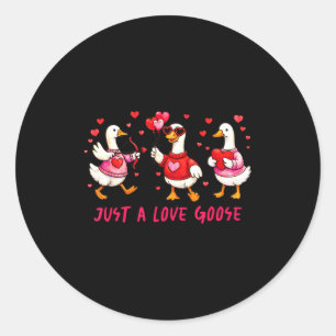 Just A Love Goose Funny Valentine Geese Cud Heart  Classic Round Sticker