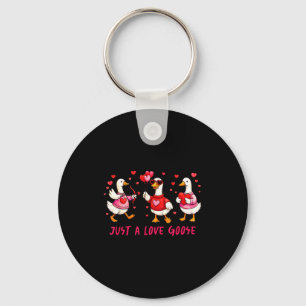 Just A Love Goose Funny Valentine Geese Cud Heart  Key Ring