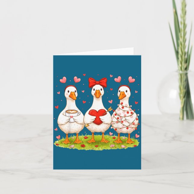 Just A Lovely Goose Coffee Funny Valentine Silly G Card (Front)