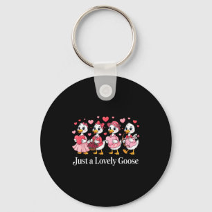 Just A Lovely Goose Cute Funny Goose Valentines Da Key Ring