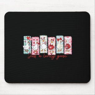 Just A Lovely Goose Cute Pink Silly Goose Valentin Mouse Pad