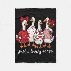 Just A Lovely Goose Cute Silly Goose Valentine's D Fleece Blanket