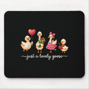 Just A Lovely Goose Cute Silly Goose Valentines Da Mouse Pad