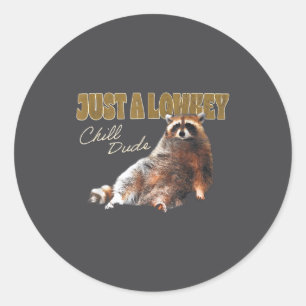 Just A Lowkey Chill Dude Cute Raccoon Funny Meme  Classic Round Sticker