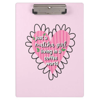 Just a Matcha Girl Heart Aesthetic – Pink Cute  Clipboard