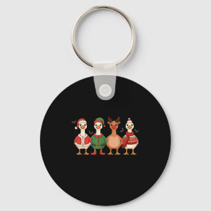 Just A Merry Goose Christmas Funny Holiday Farm An Key Ring