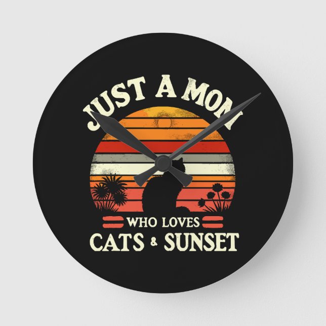 Just a mum who loves cats round clock (Front)