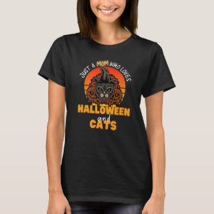 Just A Mum Who Loves Halloween And Cats Black Cat T-Shirt