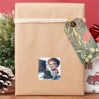 'Just A Nerd Who Love Coding' cartoon sticker