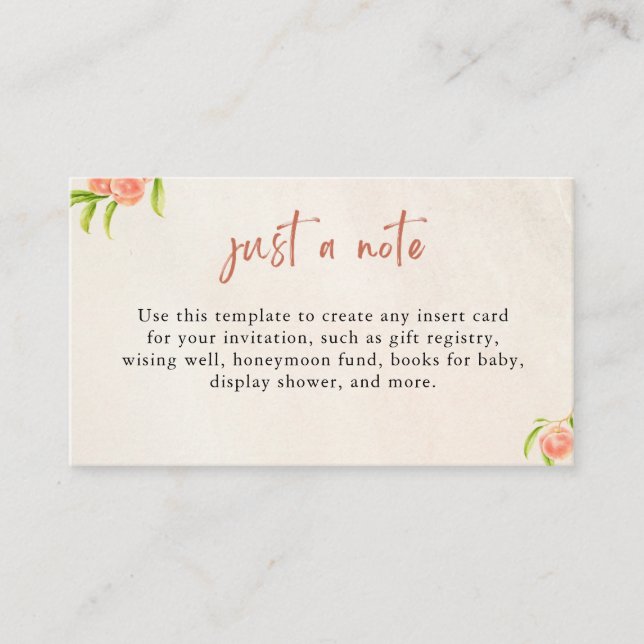 Just a Note Baby Shower Enclosure Card (Front)