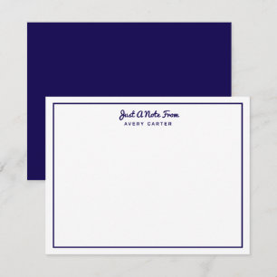 Just a Note From Dark Navy Blue Border Note Card