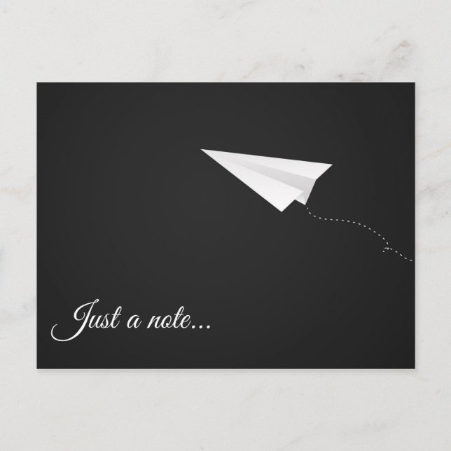 Just A Note Paper Aeroplane Postcard (Front)