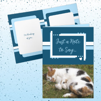Just a note to say cat photos blue white card