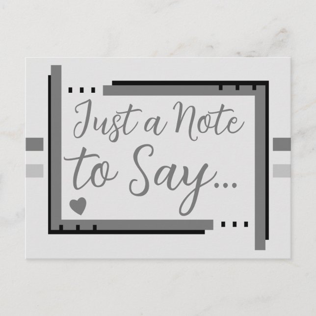 Just a note to say grey postcard (Front)