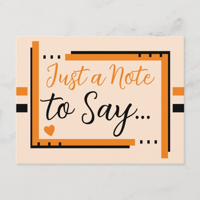 Just a note to say orange black postcard (Front)