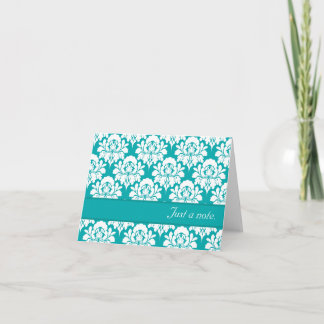 Just A Note Turquoise Damask Print Card