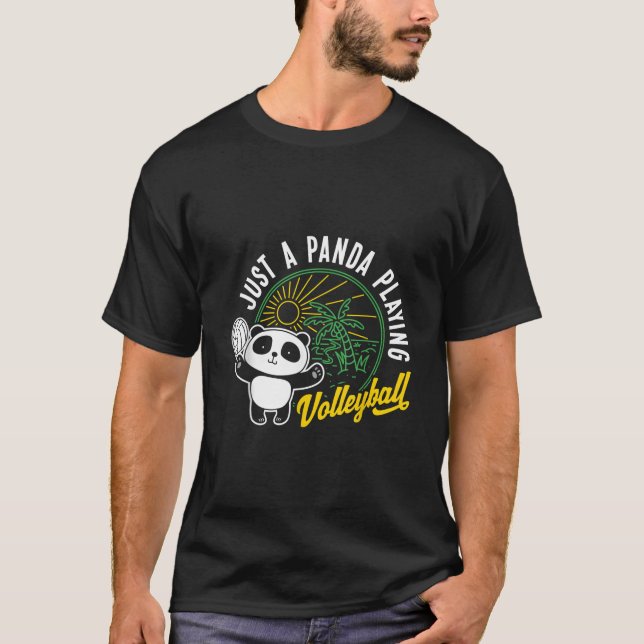 Just A Panda Playing Volleyball Animal T-Shirt (Front)