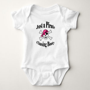 Just a Pirate Chasing Booty - Colourful Pink Skull Baby Bodysuit