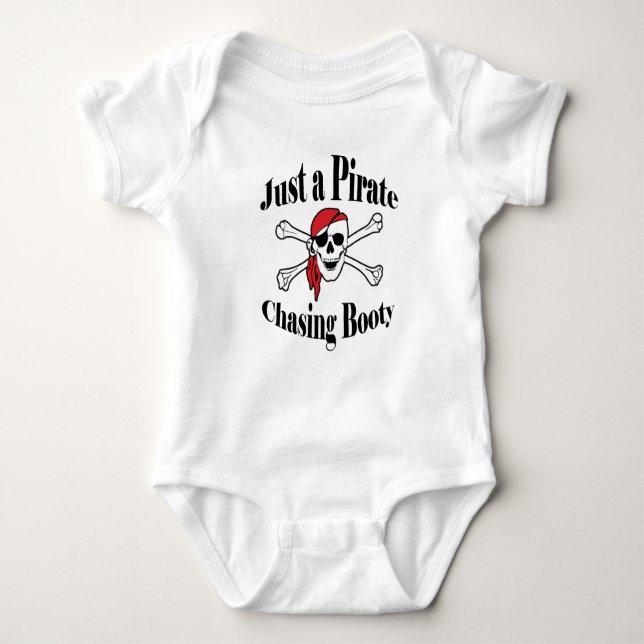 Just a Pirate Chasing Booty - Colourful Skull Baby Bodysuit (Front)