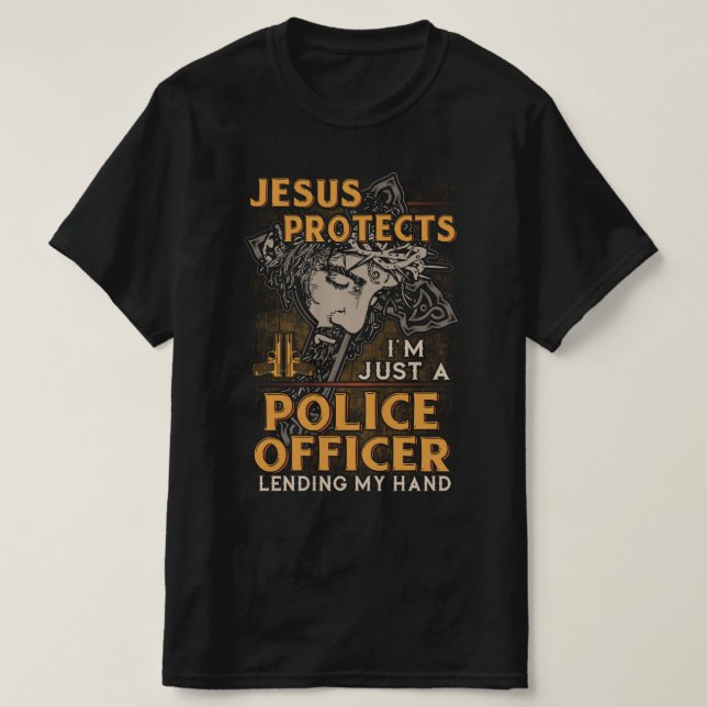 Just a Police Officer Lending My Hand T-Shirt (Design Front)