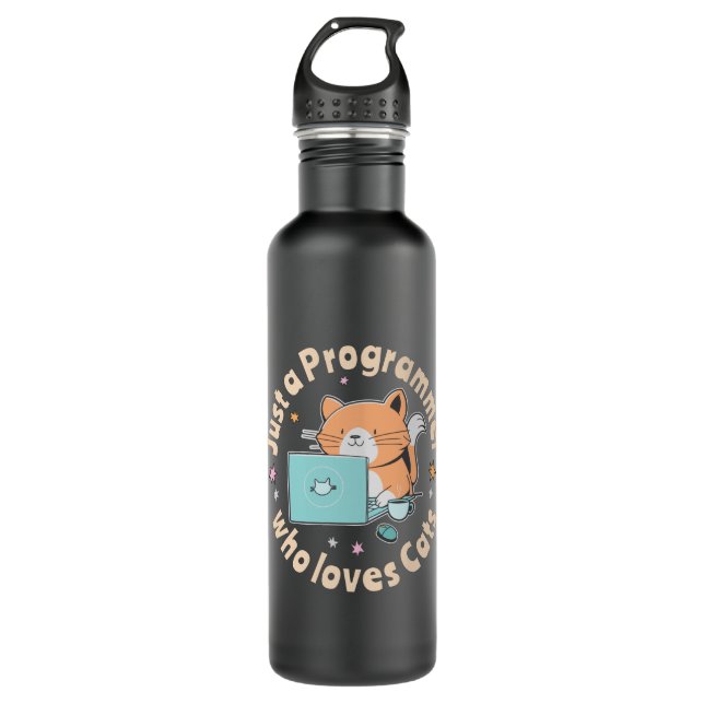 Just a programmer who loves cats 710 ml water bottle (Front)