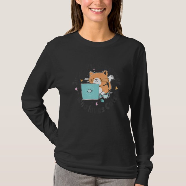 Just A Programmer Who Loves Cats And Computers Cod T-Shirt (Front)