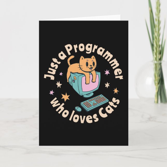 Just a programmer who loves cats card (Front)