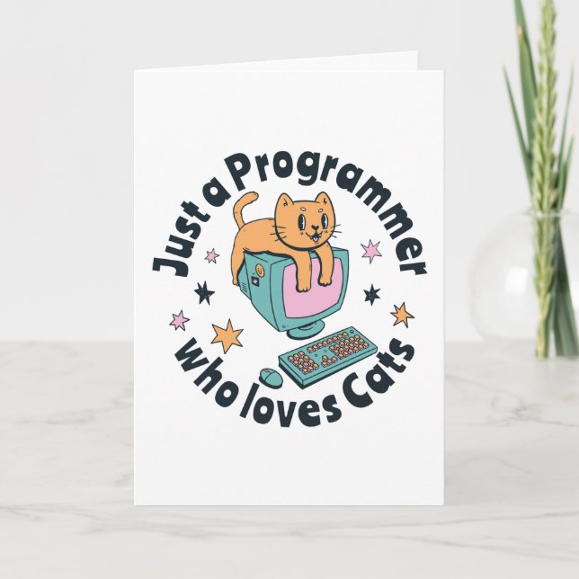 Just a programmer who loves cats card (Front)