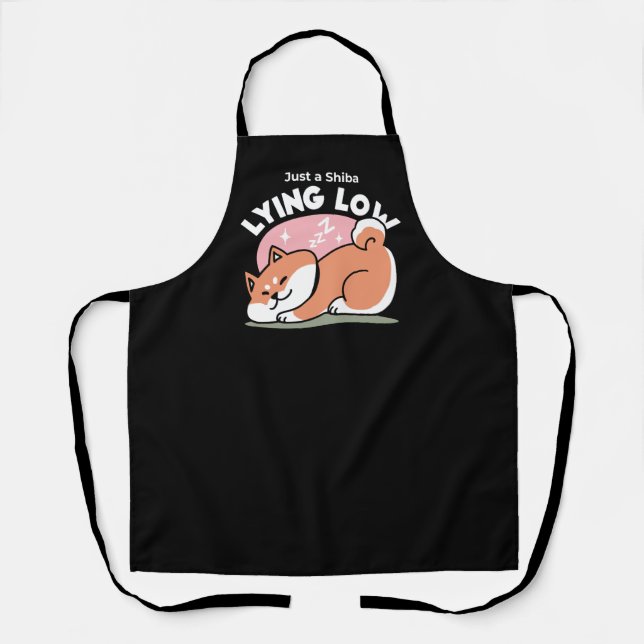 Just a Shiba Lying Low: Cute Shiba Inu Design Apron (Front)